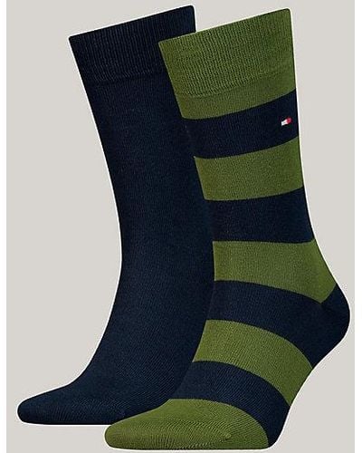 Tommy Hilfiger 2er-Pack Classics Socken mit Rugby-Streifen - Grün