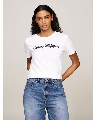 Tommy Hilfiger Script Logo Embroidery T-shirt - White