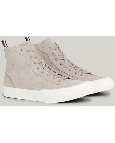 Tommy Hilfiger Premium Suede High-top Lace-up Trainers - Natural