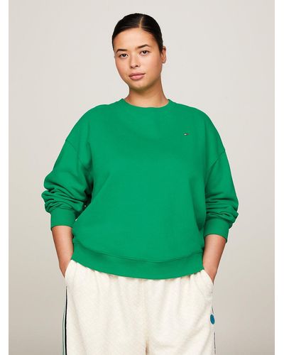 Tommy Hilfiger Curve Flag Embroidery Crew Neck Sweatshirt - Green