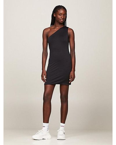 Tommy Hilfiger Bodycon-Kleid mit One-Shoulder-Design - Natur