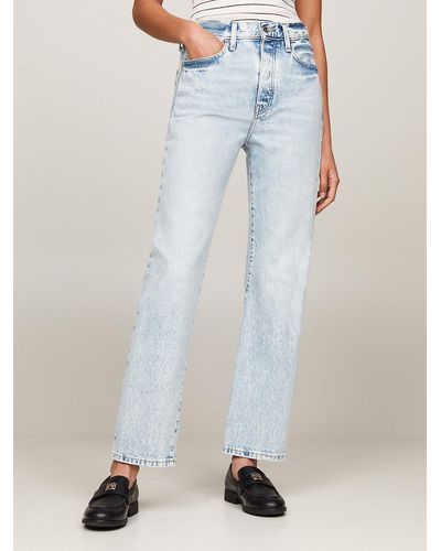 Tommy Hilfiger High Rise Straight Twisted Seam Jeans - Blue