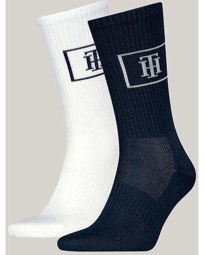 Tommy Hilfiger 2-pack Th Monogram Mesh Panel Socks - Blue