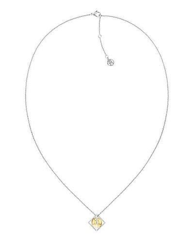 Tommy Hilfiger Edelstahl-Halskette mit vergoldeter Kugel - Weiß