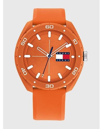 Tommy Hilfiger Horloge Met Oranje Siliconen Band