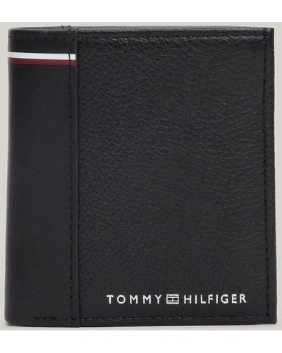 Tommy Hilfiger Logo Trifold Leather Wallet - Black