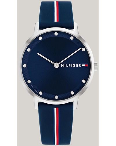 Tommy Hilfiger Navy Blue Silicone Signature Strap Watch