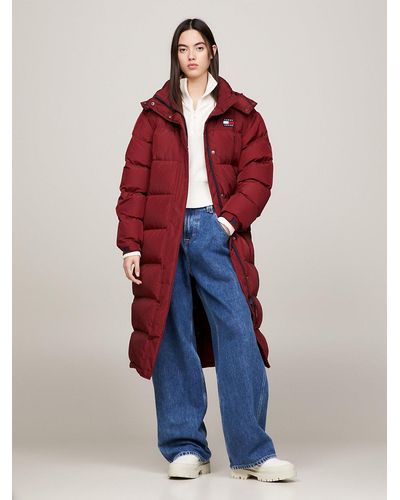 Tommy Hilfiger Maxi Length Alaska Puffer Coat - Red