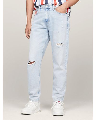 Tommy Hilfiger Isaac Archive Relaxed Tapered Distressed Jeans - Blue