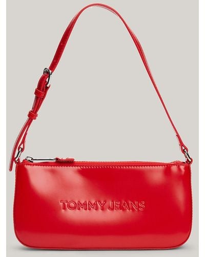 Tommy Hilfiger Essential Embossed Logo Shoulder Bag - Red