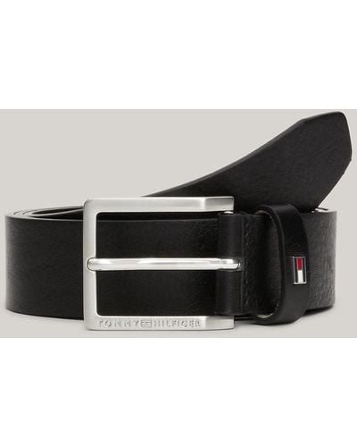 Tommy Hilfiger Enamel Flag Leather Belt - Black