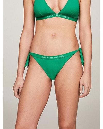 Tommy Hilfiger Bikinihose mit Bindebändern und Logo - Grün