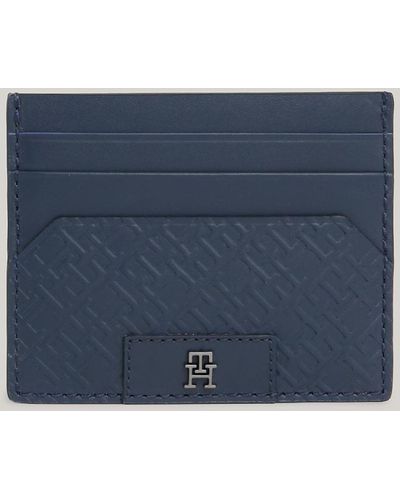 Tommy Hilfiger Porte-cartes en cuir TH Monogram - Bleu