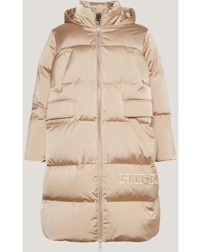 Tommy Hilfiger Curve Hooded Maxi Down-filled Coat - Natural
