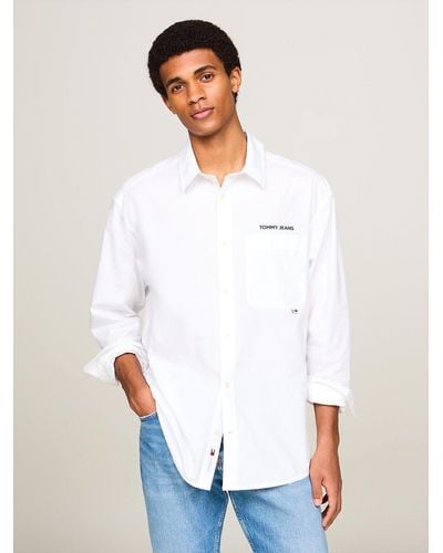 Tommy Hilfiger Classic Regular Fit Logo Embroidery Shirt - White