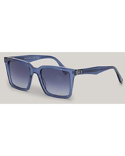 Tommy Hilfiger Vierkante Zonnebril Met Klinknagels - Blauw