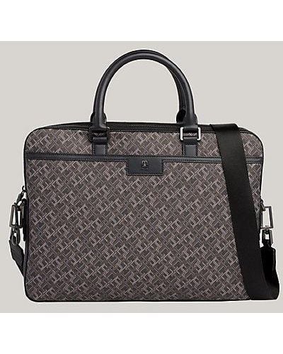 Tommy Hilfiger TH Monogram strukturierte Laptop-Tasche - Natur