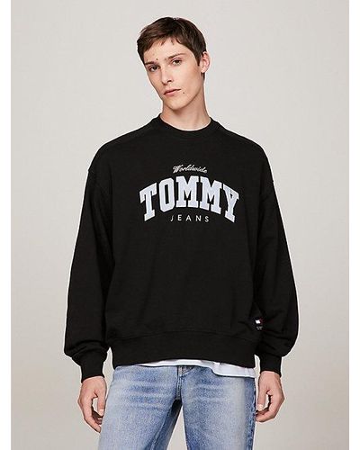 Tommy Hilfiger Varsity Boxy Cropped Sweatshirt - Zwart