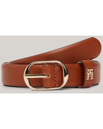 Tommy Hilfiger Casual Oval Buckle Leather Belt - Brown