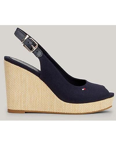 Tommy Hilfiger Sandalias Iconic con talón descubierto y cuña - Azul