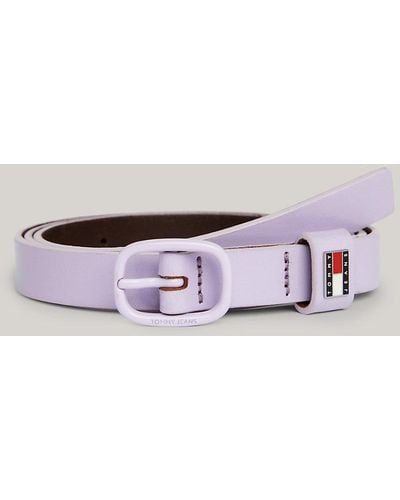 Tommy Hilfiger Oval Buckle Patent Leather Belt - Metallic