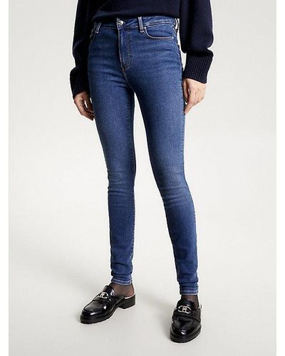 Tommy Hilfiger Harlem Super Skinny Jeans mit hohem Bund und TH Flex - Blau