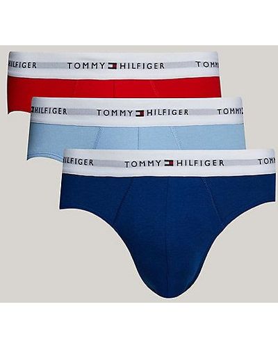 Tommy Hilfiger Signature Essential Set Van 3 Slips Met Logo - Blauw
