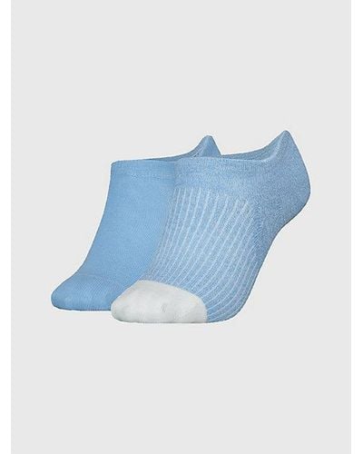 Tommy Hilfiger Set Van 2 Paar Footie-sokken Met Ribtextuur - Blauw