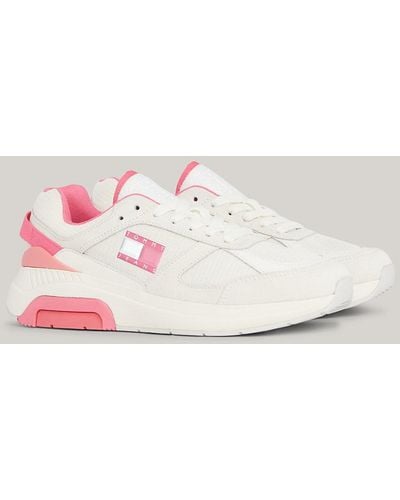 Tommy Hilfiger Leather Contrast Fine-cleat Runner Trainers - Pink