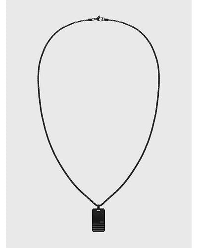 Tommy Hilfiger Collar Iconic de rayas en acero negro - Neutro