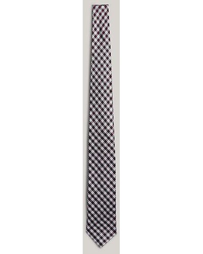 Tommy Hilfiger Krawatte aus reiner Seite mit Vichy-Karos - Weiß