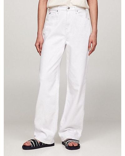 Tommy Hilfiger Weiße Relaxed Straight Jeans mit hohem Bund