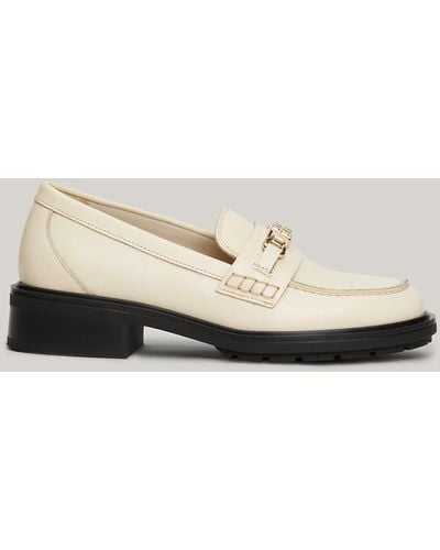 Tommy Hilfiger Th Monogram Leather Loafers - Natural
