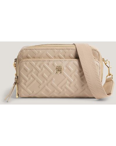 Tommy Hilfiger Iconic Embossed Th Monogram Crossover Camera Bag - Natural