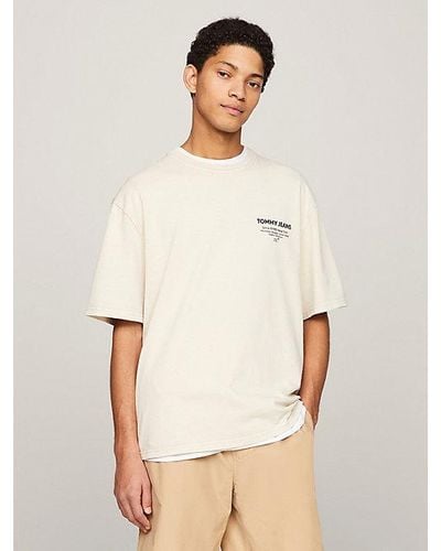 Tommy Hilfiger Essential Garment-dyed T-shirt Met Logo - Naturel