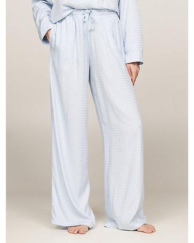 Tommy Hilfiger Jacquard-Pyjamahose mit gleichfarbigem Logo - Weiß