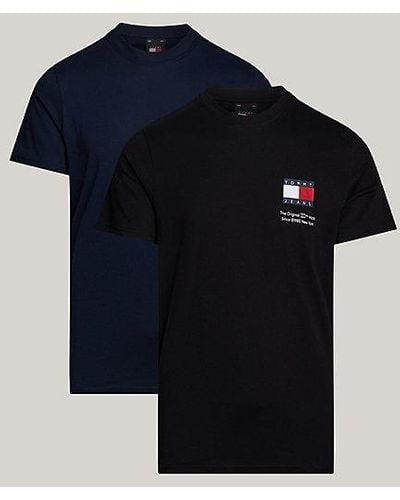 Tommy Hilfiger Pack de 2 camisetas de corte slim con logo - Negro