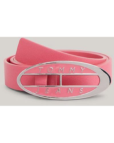 Tommy Hilfiger Cinturón de piel con insignia Origin - Rosa