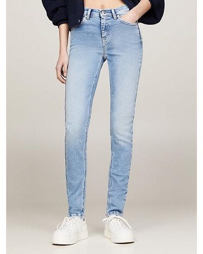 Tommy Hilfiger Nora Medium Rise Skinny Jeans Met Fading - Blauw