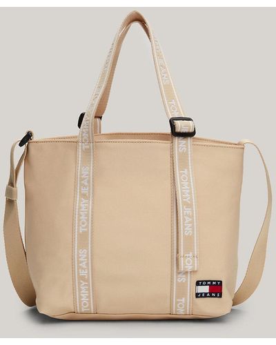 Tommy Hilfiger Essential Repeat Logo Strap Small Tote - Natural