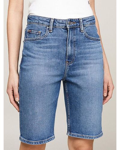 Tommy Hilfiger Slim Jeans-Shorts mit hohem Bund - Blau