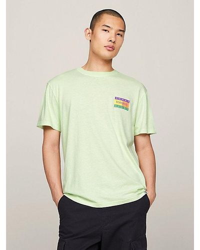 Tommy Hilfiger T-Shirt mit großem Serife-Flag-Logo am Rücken - Grün
