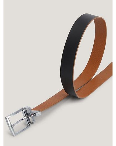 Tommy Hilfiger Denton Reversible Leren Riem Met Vierkante Gesp - Bruin