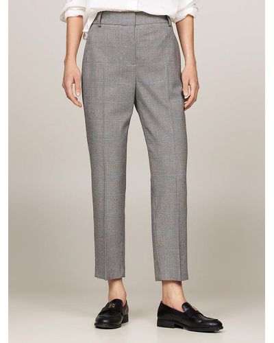 Tommy Hilfiger Prince Of Wales Check Slim Straight Trousers - Grey