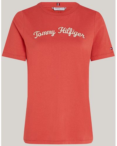Tommy Hilfiger Curve Script Logo Embroidery T-shirt - Red