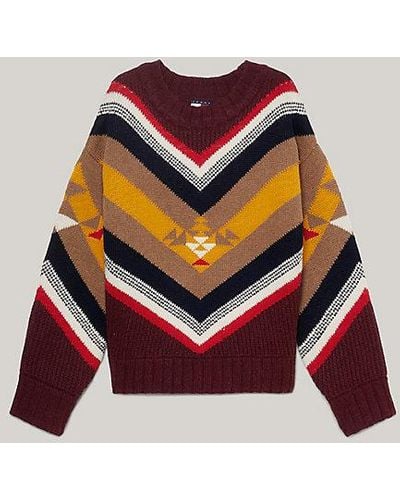 Tommy Hilfiger Tommy X Pendleton Relaxed Trui Met Valley Stripe - Rood