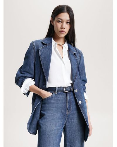 Tommy Hilfiger Blazer oversize décontracté en denim - Bleu