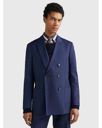 Tommy Hilfiger Double-breasted Blazer Met Strepen - Blauw