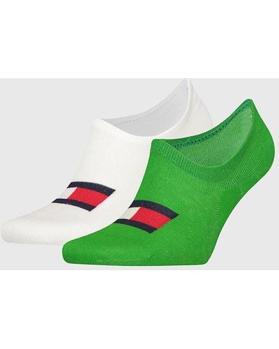 Tommy Hilfiger 2-pack Oversized Flag Logo Footie Socks - Green