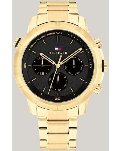 Tommy Hilfiger Black Dial Gold-plated Sports Watch - Metallic
